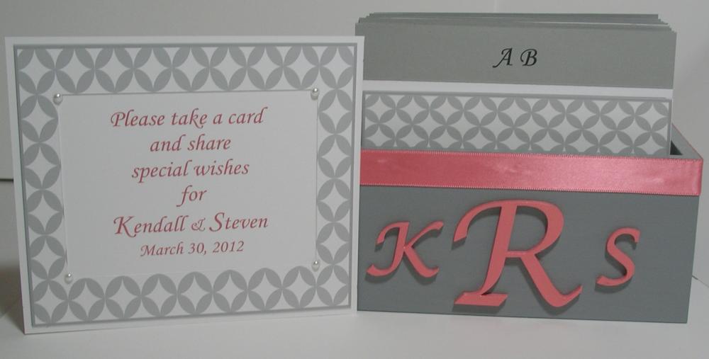 Custom Wedding Guest Box & Cards - Grey, Coral and White w/Couple Monogram (custom colors available)