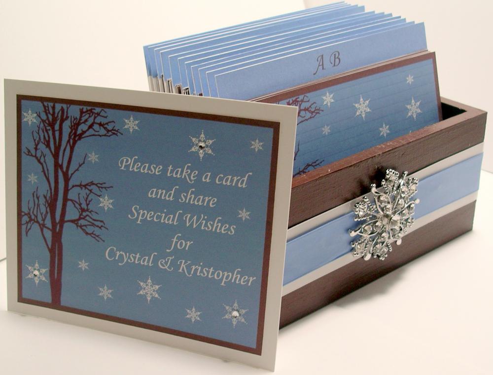 Custom Wedding Guest Box & Cards - Chocolate Ice Blue and White Theme (custom colors available)