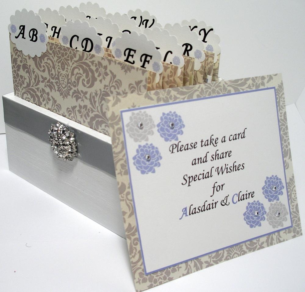 Custom Wedding Guest Box & Cards - Damask Grey, White and Powder Blue Theme (custom colors available)