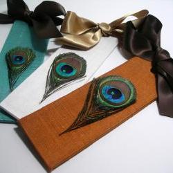 Handmade Wedding Bookmarker Favors - Peacock Theme (custom colors available)