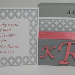 Custom Wedding Guest Box & Cards - Grey, Coral and White w/Couple Monogram (custom colors available)