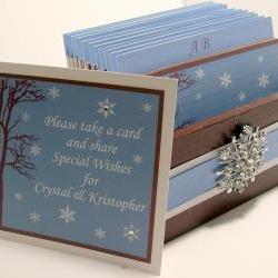 Custom Wedding Guest Box & Cards - Chocolate Ice Blue and White Theme (custom colors available)