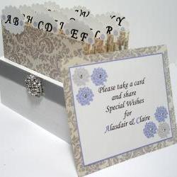 Custom Wedding Guest Box & Cards - Damask Grey, White and Powder Blue Theme (custom colors available)